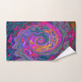 Retro Magenta, groene en Oranje Abstracte wervelko Bad Handdoek (Handdoek)