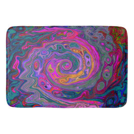 Retro Magenta, groene en Oranje Abstracte wervelko Badmat