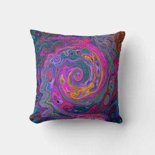Retro Magenta, groene en Oranje Abstracte wervelko Kussen