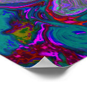 Retro Magenta, groene en Oranje Abstracte wervelko Poster (Hoek)