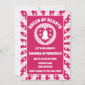 Retro Magenta Queen of Hearts Birthday Kaart (Voorkant)