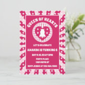 Retro Magenta Queen of Hearts Birthday Kaart (Staand voorkant)