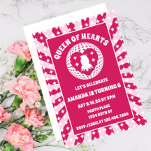 Retro Magenta Queen of Hearts Birthday