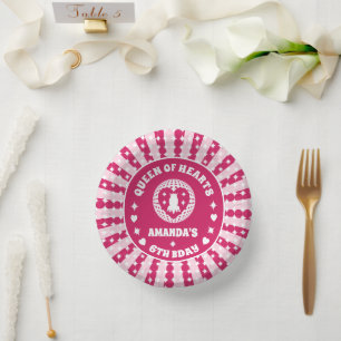 Retro Magenta Queen of Hearts Birthday Papieren Kommen