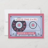 Retro Magenta Roze Cassetteband Save The Date (Voorkant)