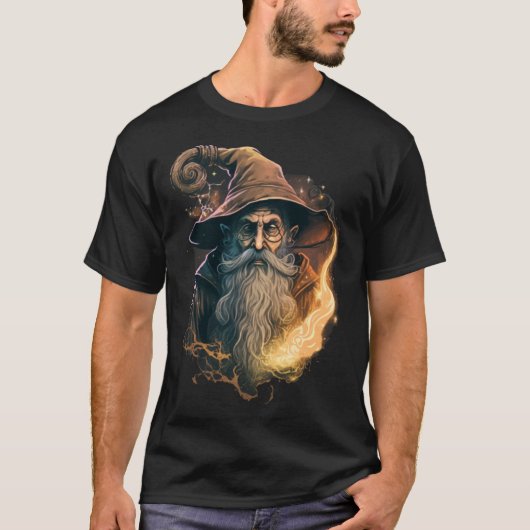 Retro Magical Wizard Fantasy T-shirt (Voorkant)