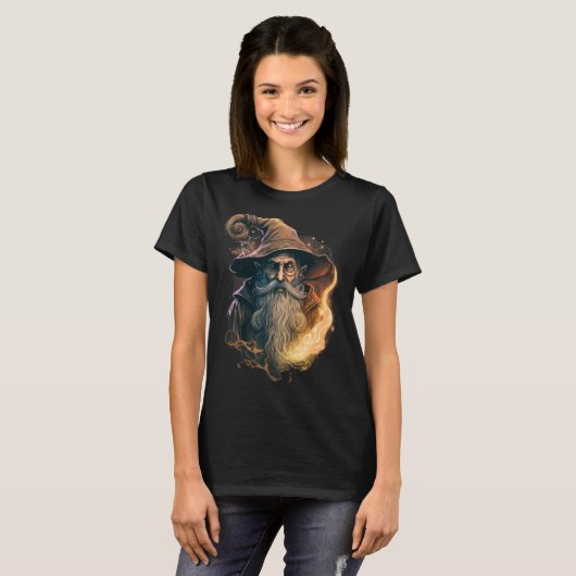 Retro Magical Wizard Fantasy T-shirt (Voorkant volledig)