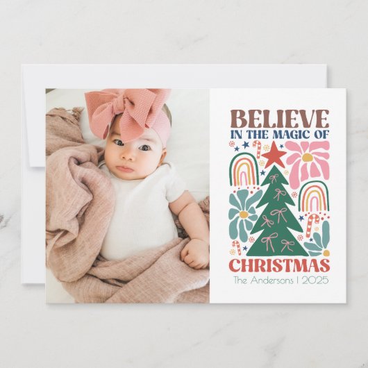 Retro  magie van kerst feestdagenkaart (Voorkant)