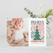 Retro  magie van kerst feestdagenkaart (Staand voorkant)