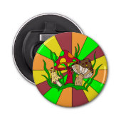 Retro Magische paddenstoelen Button Flesopener (Voorkant)