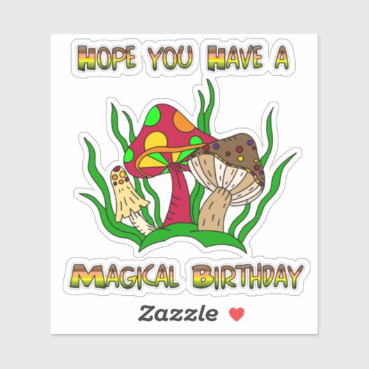 Retro Magische paddenstoelen | Een magische verjaa Sticker (Vel)