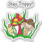 Retro Magische Paddenstoelen Handgetekende Kunst  Sticker (Voorkant)
