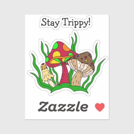 Retro Magische paddenstoelen met handgetekende kun Sticker (Vel)