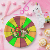 Retro Magische paddenstoelen Papieren Bordje (Feest)