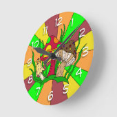 Retro Magische paddenstoelen Ronde Klok (Hoek)