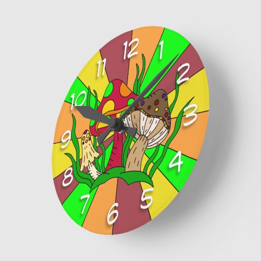 Retro Magische paddenstoelen Ronde Klok (Hoek)