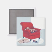 Retro magneet ~ Cocker Spaniel Hond w / Papa's Sli (Voorkant / Achterkant)