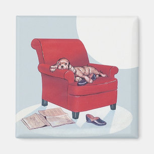 Retro magneet ~ Cocker Spaniel Hond w / Papa's Sli