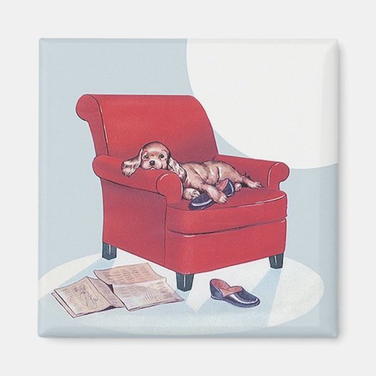 Retro magneet ~ Cocker Spaniel Hond w / Papa's Sli (Voorkant)