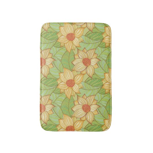 Retro Magnolia Pattern Badmat (Voorkant Verticaal)