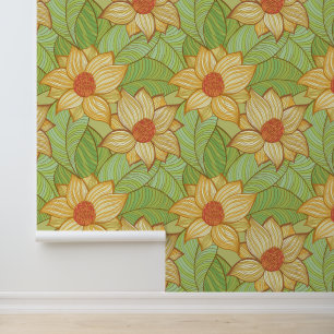 Retro Magnolia Pattern Behang