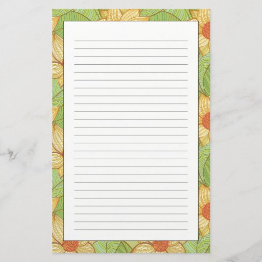 Retro Magnolia Pattern Briefpapier (Voorkant)