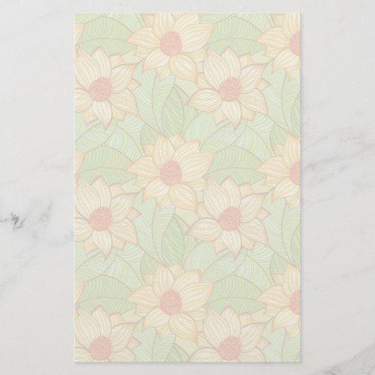 Retro Magnolia Pattern Briefpapier (Voorkant)