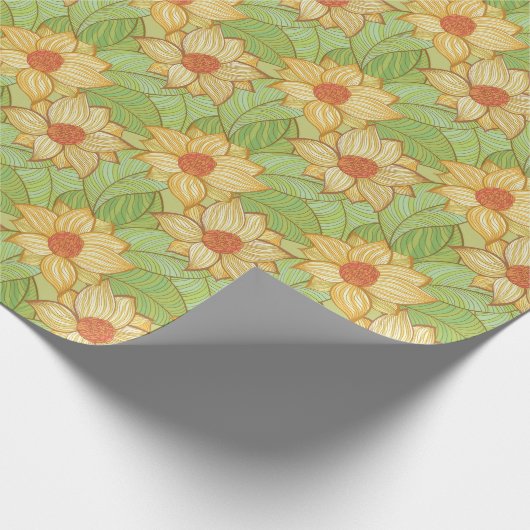 Retro Magnolia Pattern Cadeaupapier (Hoek)