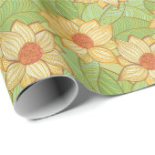 Retro Magnolia Pattern Cadeaupapier (Rol Hoek)