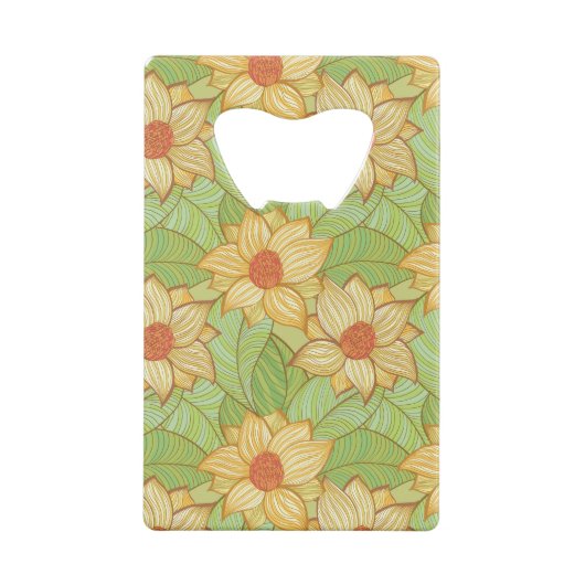 Retro Magnolia Pattern Creditkaart Flessenopener (Achterkant)
