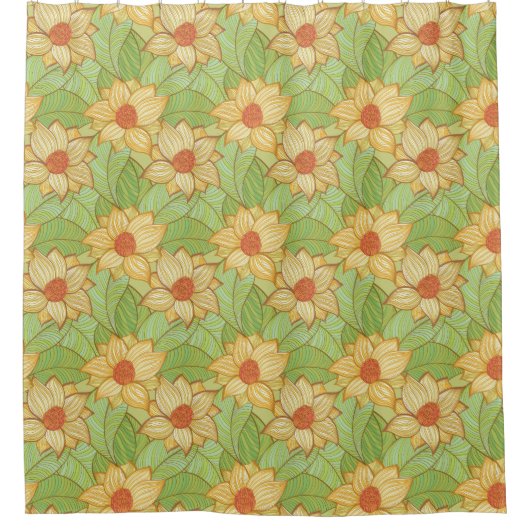 Retro Magnolia Pattern Douchegordijn (Voorkant)