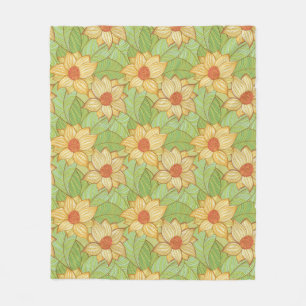 Retro Magnolia Pattern Fleece Deken