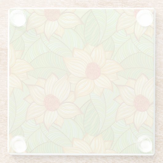 Retro Magnolia Pattern Glazen Onderzetter (Achterkant)