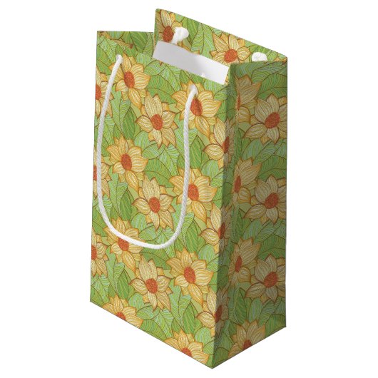 Retro Magnolia Pattern Klein Cadeauzakje (Achterkant Gekanteld)