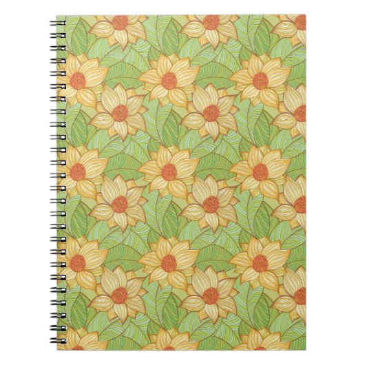 Retro Magnolia Pattern Notitieboek (Voorkant)