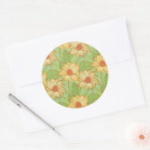 Retro Magnolia Pattern Ronde Sticker (Envelop)