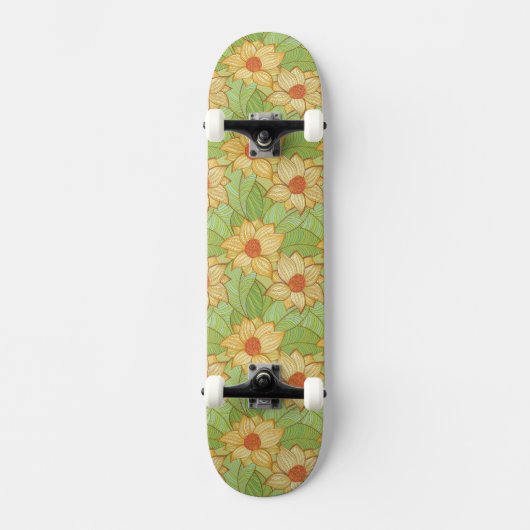Retro Magnolia Pattern Skateboard (Voorkant)