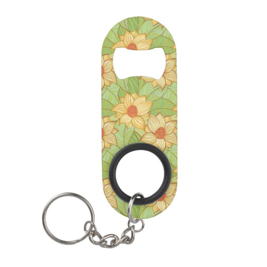 Retro Magnolia Pattern Sleutelhanger Flessenopener (Voorkant)