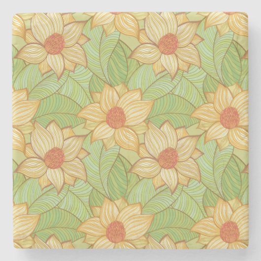 Retro Magnolia Pattern Stenen Onderzetter (Voorkant)