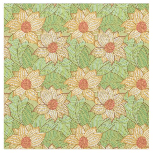 Retro Magnolia Pattern Stof (Close Up)