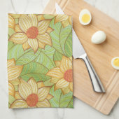 Retro Magnolia Pattern Theedoek (Quarter Fold)