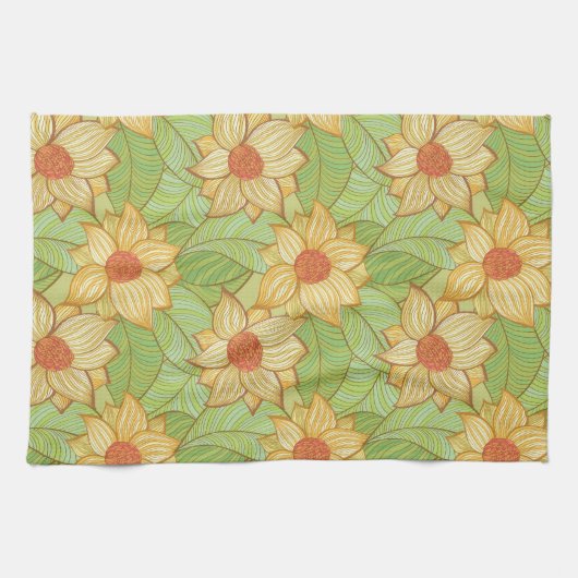 Retro Magnolia Pattern Theedoek (Horizontaal)