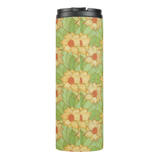 Retro Magnolia Pattern Thermosbeker (Achterkant)