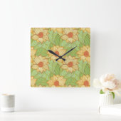 Retro Magnolia Pattern Vierkante Klok (Huis)