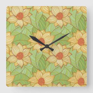 Retro Magnolia Pattern Vierkante Klok