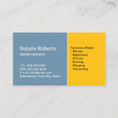 Retro Maid House Schoonmaakservice Blauw & Goud Visitekaartje (Achterkant)