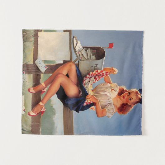Retro Mail Box Pinup Girl Wandkleed (Voorkant (horizontaal))