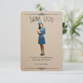 Retro Mail Carrier gepersonaliseerde bedankkaart (Staand voorkant)
