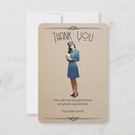 Retro Mail Carrier gepersonaliseerde bedankkaart (Voorkant)