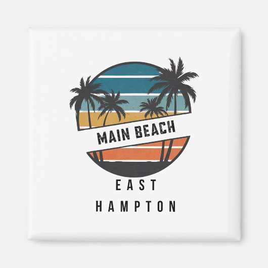 Retro Main Beach East Hampton Surfplank Surfen Magneet (Voorkant)